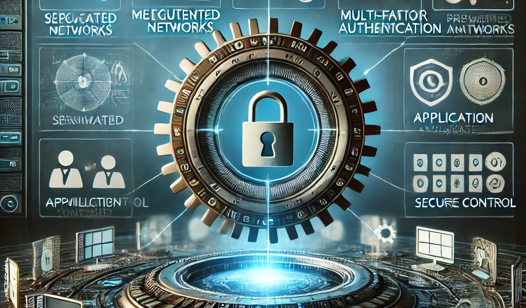 Ai Generated Image of a Zero-Trust security model showing network segmentation, MFA, and secure applications.